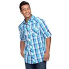 Men's Rock & Republic Plaid Button-down Shirt, Size: Large, Blue (navy)
