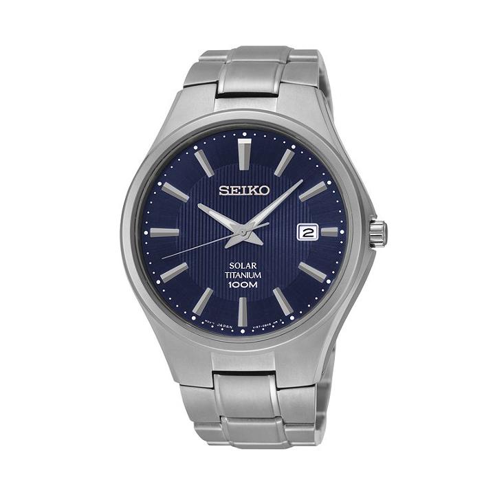 Seiko Men's Titanium Solar Watch - Sne381, Size: Large, Grey