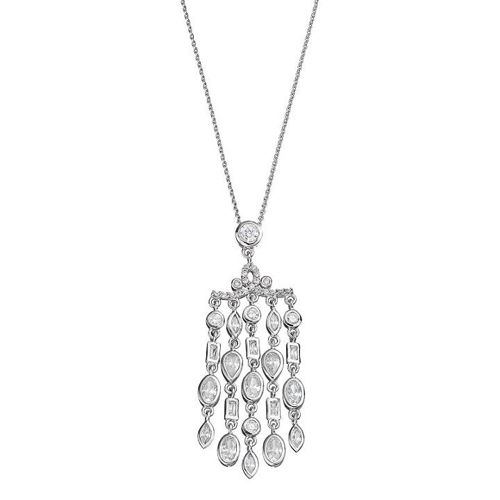 Sophie Miller Sterling Silver Cubic Zirconia Fringe Pendant, Women's, Size: 18, White