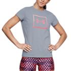 Women's Under Armour Sportstyle Box Logo Crew Graphic Tee, Size: Small, Med Grey
