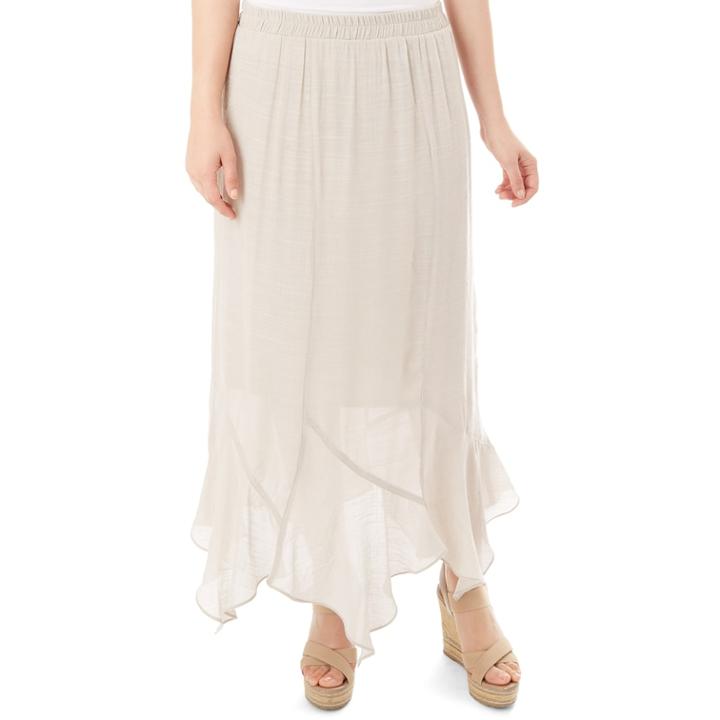 Women's Apt. 9&reg; Gauzy Handkerchief Hem Maxi Skirt, Size: Large, Lt Beige