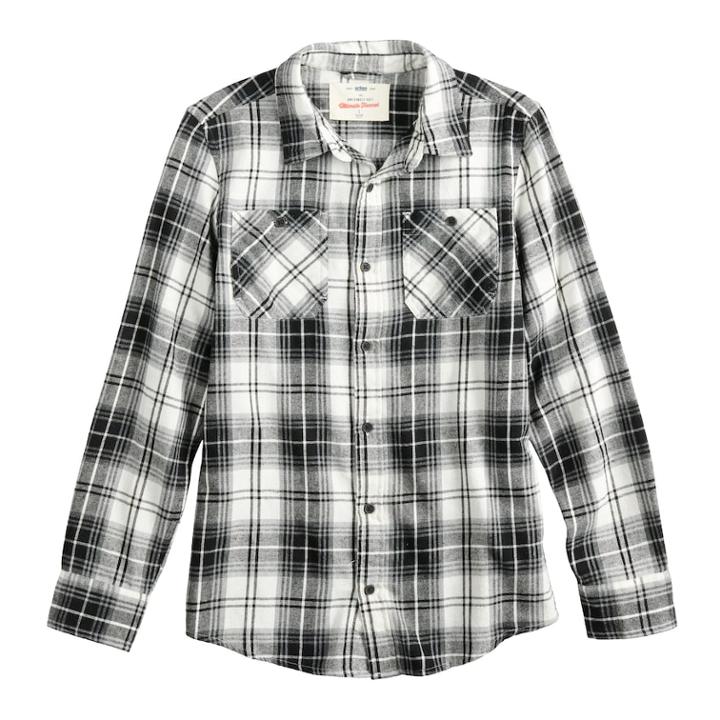 Boys 8-20 Urban Pipeline&reg; Button-down Flannel Shirt, Size: Small, Black