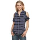 Women's Rock & Republic&reg; Twisted Sleeve Cold-shoulder Shirt, Size: Xl, Drk Purple