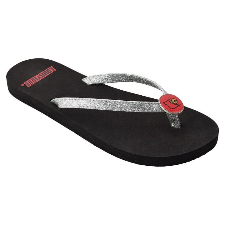 Women's Louisville Cardinals Flip Flops, Size: Xl, Silver