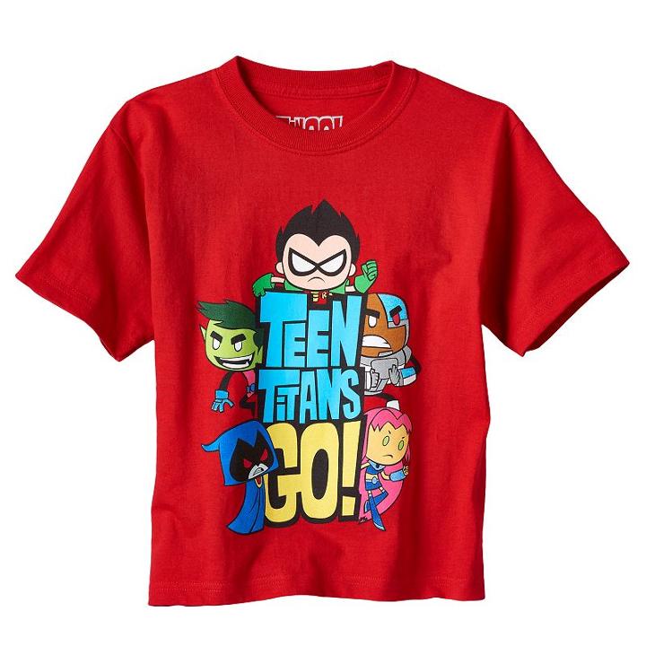 Boys 4-7 Teen Titans Robin, Starfire, Beast Boy, Raven & Cyborg Graphic Tee, Size: 5/6, Red