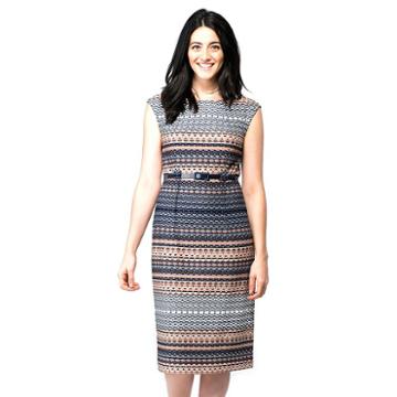 Women's Ile New York Geometric Midi Dress, Size: 12, Brown