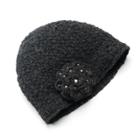 Sijjl Women's Floral Wool Beanie, Black