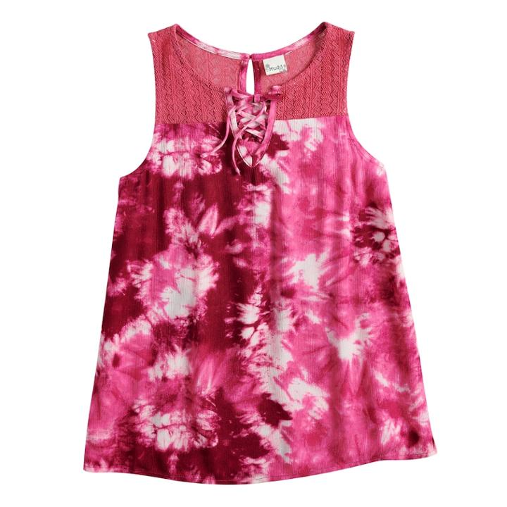 Girls 7-16 Mudd&reg; Lace-up Crochet Tank, Size: 14, Med Red
