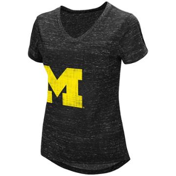 Women's Campus Heritage Michigan Wolverines Pocket Tee, Size: Medium, Oxford
