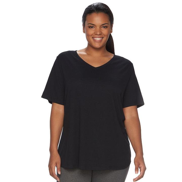Plus Size Tek Gear&reg; Easy V-neck Workout Tee, Women's, Size: 3xl, Black
