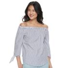 Juniors' So&reg; Poplin Off The Shoulder Top, Girl's, Size: Small, Blue