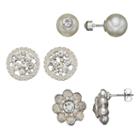 Mudd&reg; Flower, Cluster & Double Stud Earring Set, Women's, White
