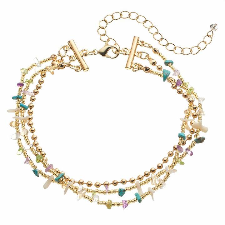 Beaded Multi Strand Choker Necklace, Women's, Ovrfl Oth