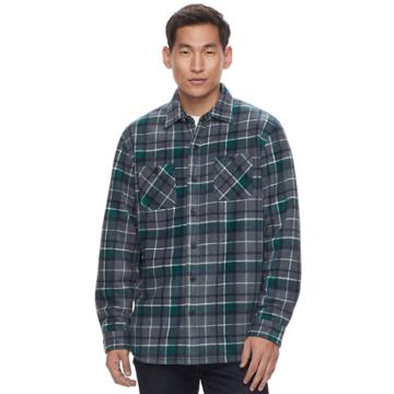 Men's Anchorage Expedition Classic-fit Plaid Fleece Shirt Jacket, Size: Large, Dark Grey