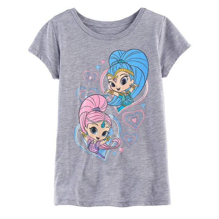 Girls 7-16 Shimmer & Shine Hearts Graphic Tee, Size: Medium, Light Grey