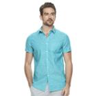 Men's Marc Anthony Slim-fit Linen-blend Button-down Shirt, Size: Large, Turquoise/blue (turq/aqua)