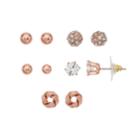Cubic Zirconia Nickel Free Stud Earring Set, Women's, Pink