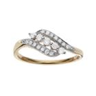 10k Gold 1/4 Carat T.w. Diamond Bypass Ring, Women's, Size: 7, White