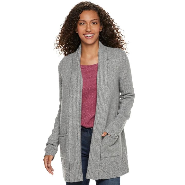 Women's Sonoma Goods For Life&trade; Supersoft Airy Shawl Collar Cardigan, Size: Medium, Med Grey