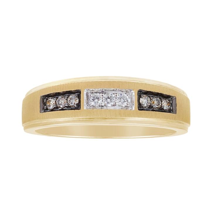 Men's 10k Gold 1/10 Carat T.w. Champagne & White Diamond Ring, Brown