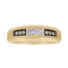 Men's 10k Gold 1/10 Carat T.w. Champagne & White Diamond Ring, Brown