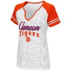 Women's Campus Heritage Clemson Tigers Notch-neck Raglan Tee, Size: Xxl, White Oth