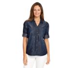 Women's Gloria Vanderbilt Lenora Roll-tab Shirt, Size: Small, Blue