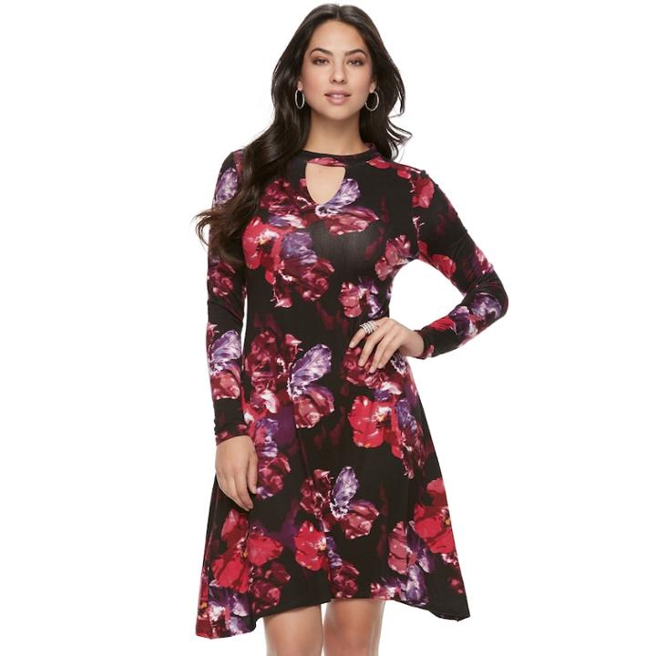 Women's Jennifer Lopez Cutout Fit & Flare Dress, Size: Small, Black