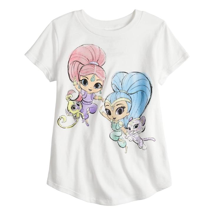 Girls 4-10 Jumping Beans&reg; Shimmer & Shine Watercolor Graphic Tee, Size: 5, White