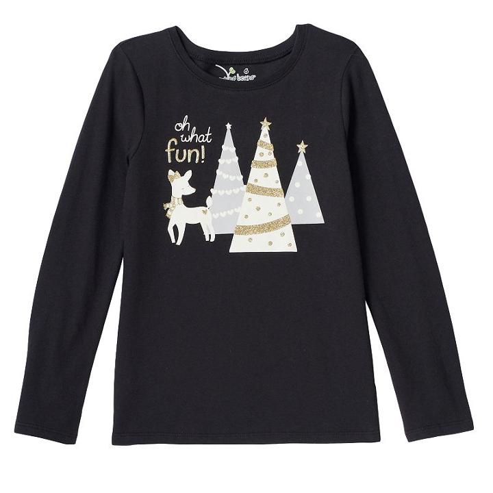 Girls 4-10 Jumping Beans&reg; Christmas Graphic Tee, Girl's, Size: 8, Black