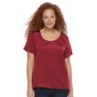 Plus Size Rock & Republic&reg; Laced Detail Tee, Women's, Size: 3xl, Red