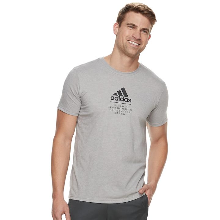 Men's Adidas Logo Tee, Size: Xl, Med Grey