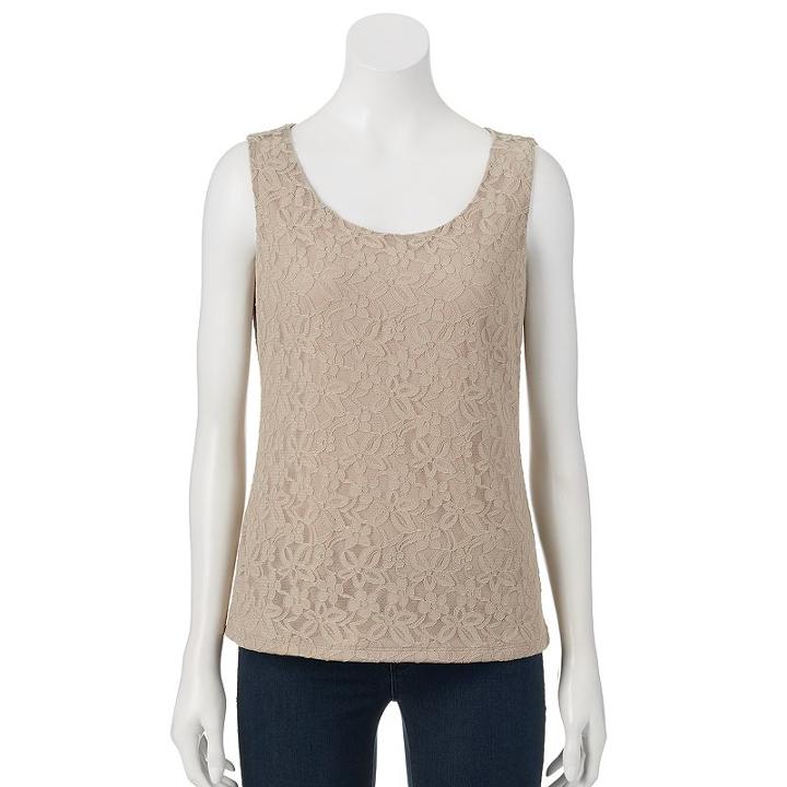 Dana Buchman Essential Lace Tank - Women's, Size: Xs, Med Beige