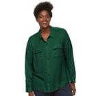 Plus Size Croft & Barrow&reg; Crepe Button-down Shirt, Women's, Size: 3xl, Turquoise/blue (turq/aqua)