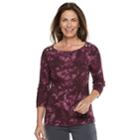 Women's Croft & Barrow&reg; Button-shoulder Boatneck Top, Size: Large, Med Purple