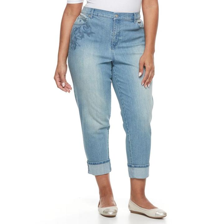Plus Size Gloria Vanderbilt Amanda Cuffed Ankle Jeans, Women's, Size: 16 W, Blue Other