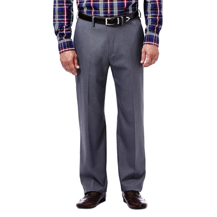 Men's Haggar Expandomatic Stretch Classic-fit Dress Pants, Size: 38x30, Dark Grey
