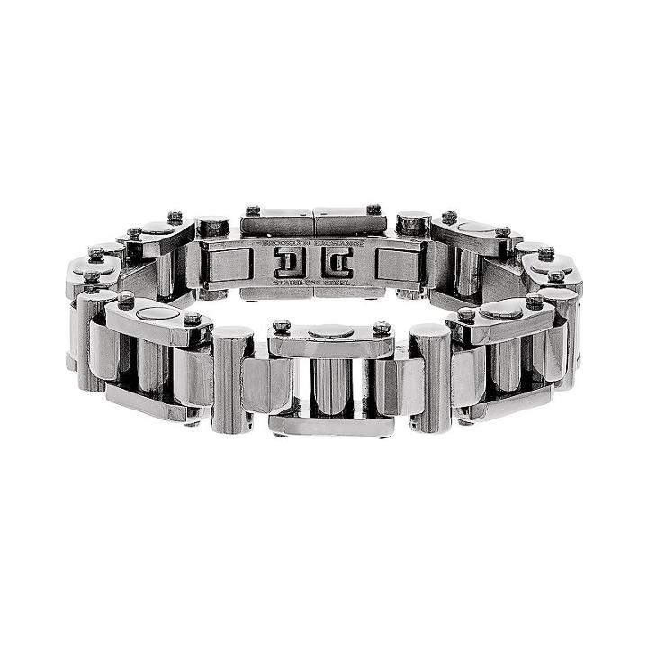 Brooklyn Exchange Stainless Steel H-link Bracelet - Men, Size: 8.5, Grey