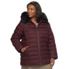 Plus Size Zeroxposur Taylor Faux-fur Trim Puffer Jacket, Women's, Size: 1xl, Red Other