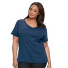 Plus Size Croft & Barrow&reg; Print Asymmetrical-hem Tee, Women's, Size: 3xl, Blue