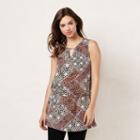 Women's' Lc Lauren Conrad Printed Keyhole Tunic, Size: Xxl, White