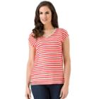 Women's Haggar Striped Drop-shoulder Top, Size: Small, Brt Red