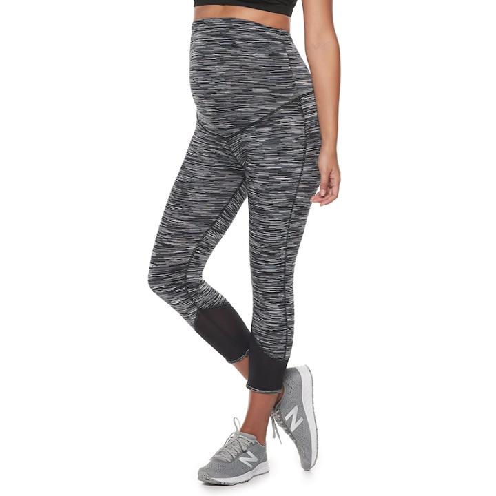 Maternity A:glow Mesh Performance Workout Capri Leggings, Women's, Size: S-mat, Black