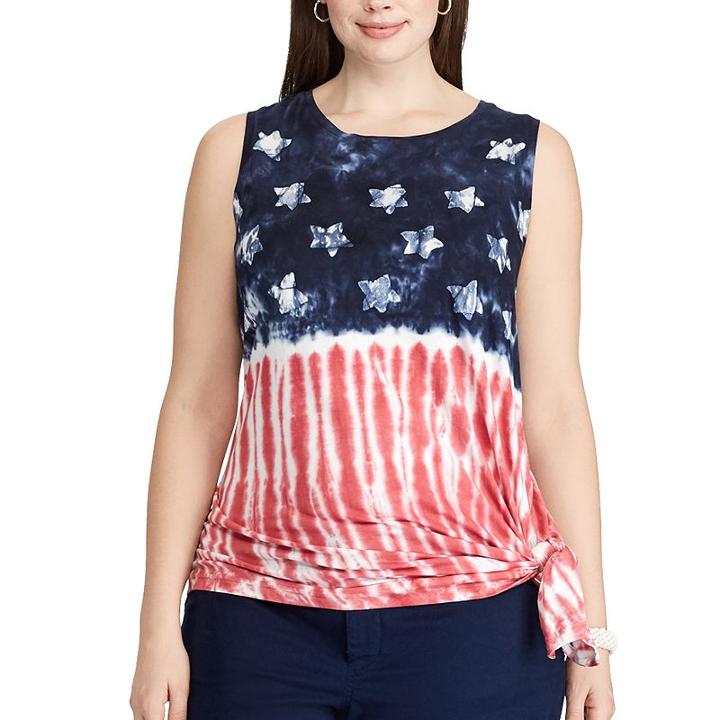 Plus Size Chaps Tie-dye Flag Graphic Tank, Women's, Size: 2xl, Pink Ovrfl