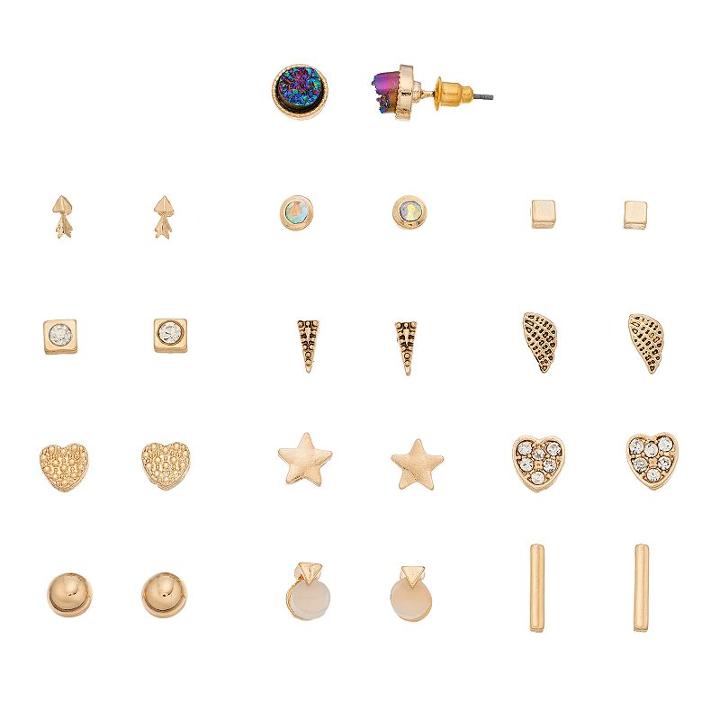 Star, Wing & Heart Stud Earring Set, Women's, Blue