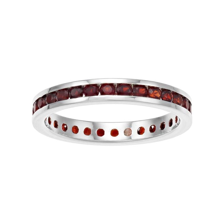 Traditions Sterling Silver Channel-set Garnet Birthstone Ring, Women's, Size: 6, Red