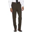 Men's Wd. Ny Slim-fit Brown Tweed Wool-blend Flat-front Suit Pants, Size: 32x32, Med Brown
