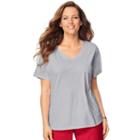 Plus Size Just My Size Solid V-neck Tee, Women's, Size: 2xl, Grey