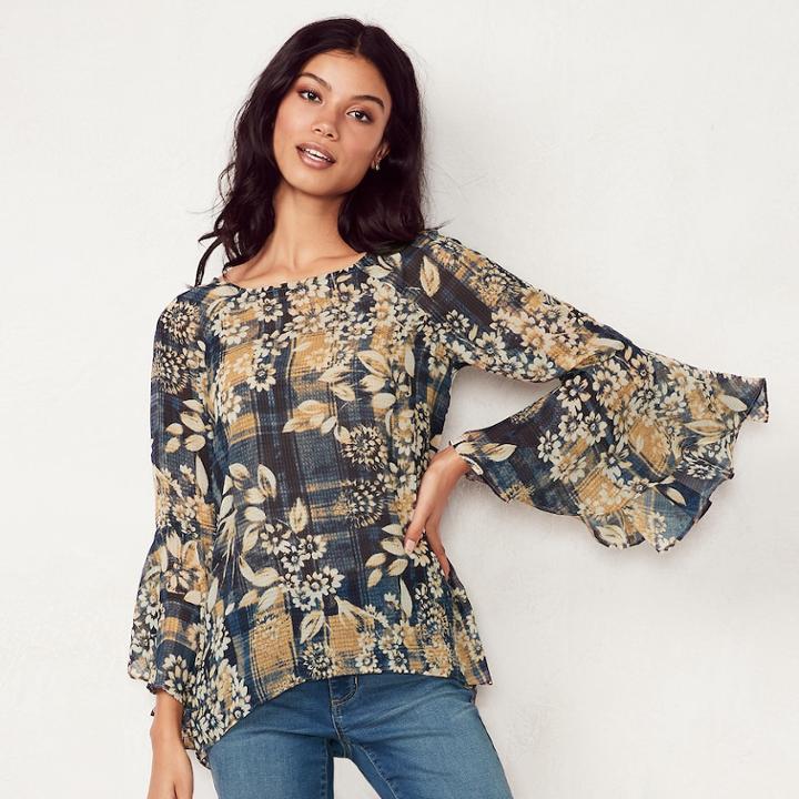 Women's Lc Lauren Conrad Bell-sleeve Top, Size: Large, White