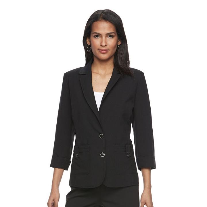 Women's Napa Valley Linen Blend Jacket, Size: 16, Black